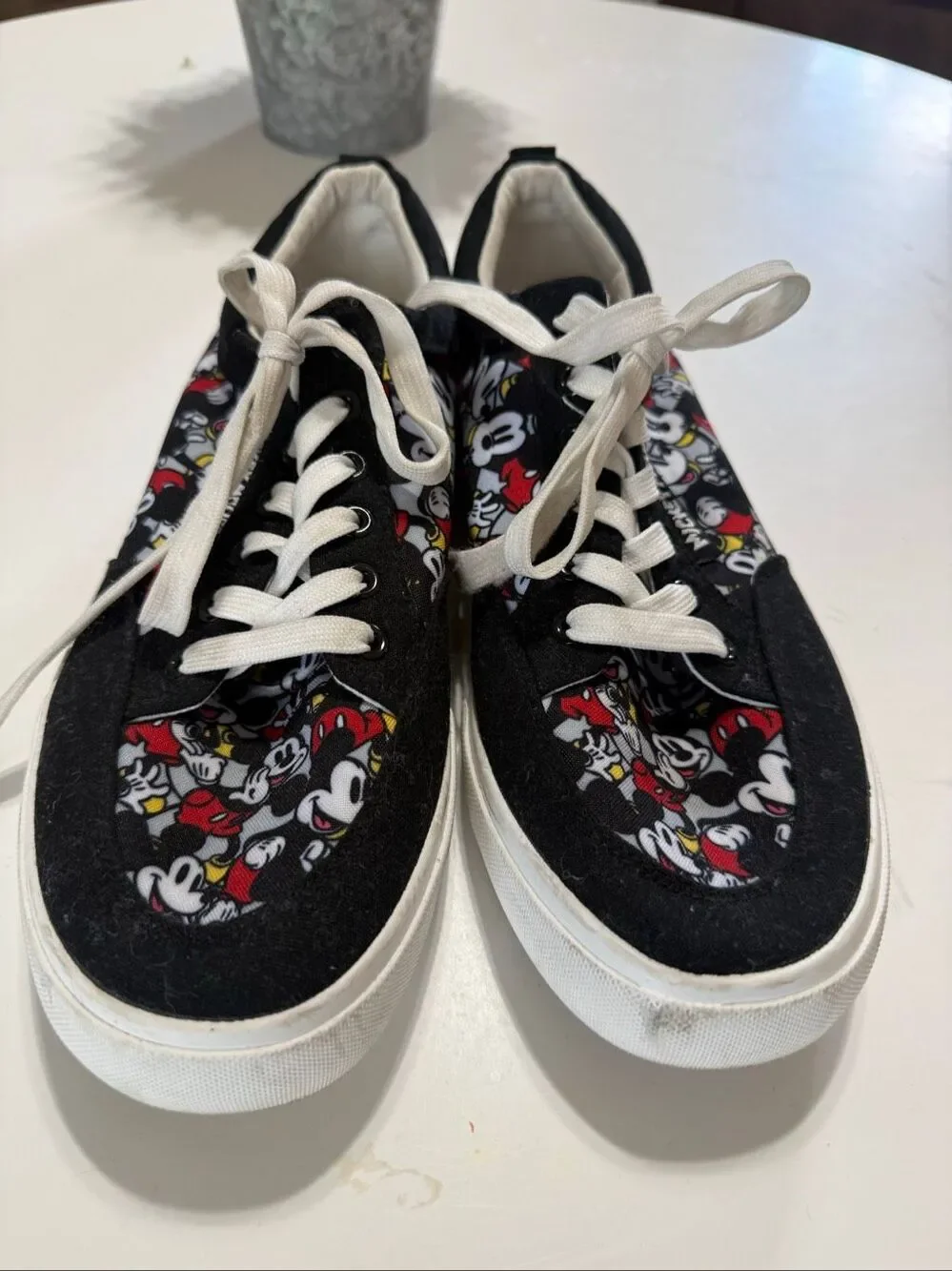 Disney Ground Up Mickey Mouse Print Mens Low Top Canvas Sneakers Black Size 11.5